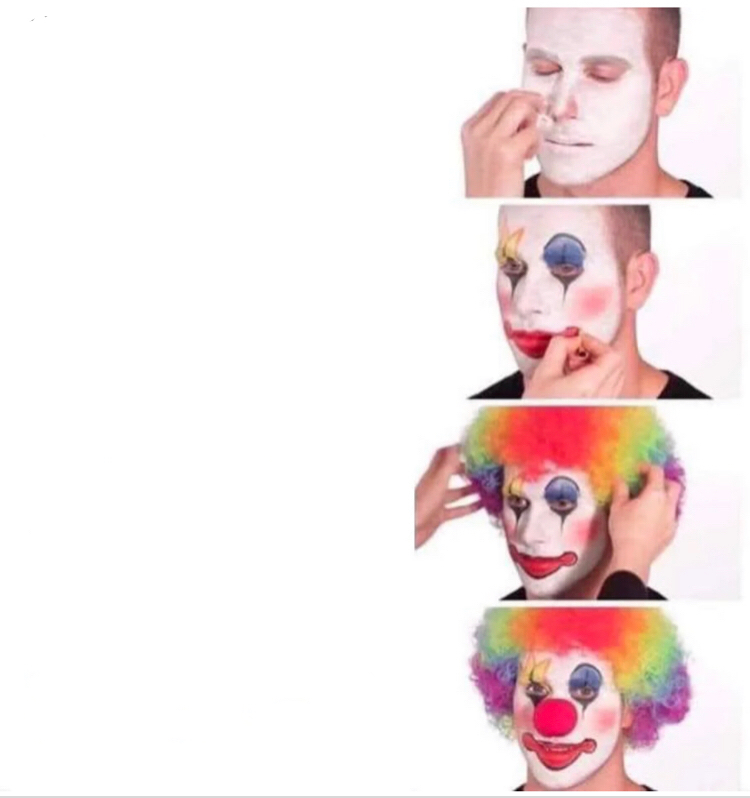 Turn Clown Applying Makeup into a fresh social meme รูปอ้างอิง 1