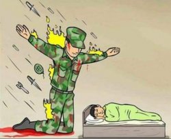 0102 / Soldier protecting sleeping child 第 1 张参考图