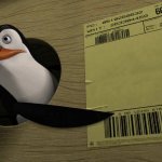 0391 / Penguin pointing at shipping label 第 1 张参考图