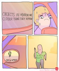 0814 / Objects in mirror are closer than they appear 第 1 张参考图