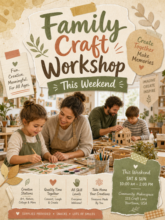 Weekend Family Craft Workshop Poster Script